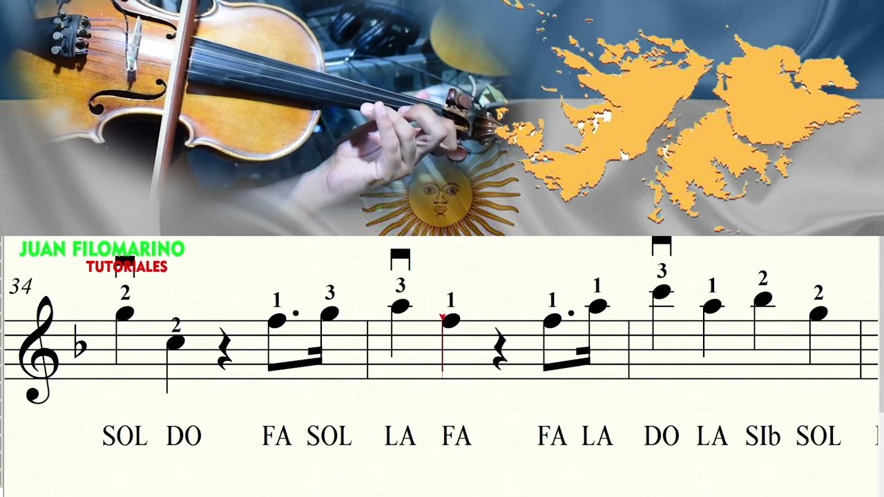 MARCHA DE LAS MALVINAS HOMENAJE EN  VIOLIN - PARTITURA TUTORIAL