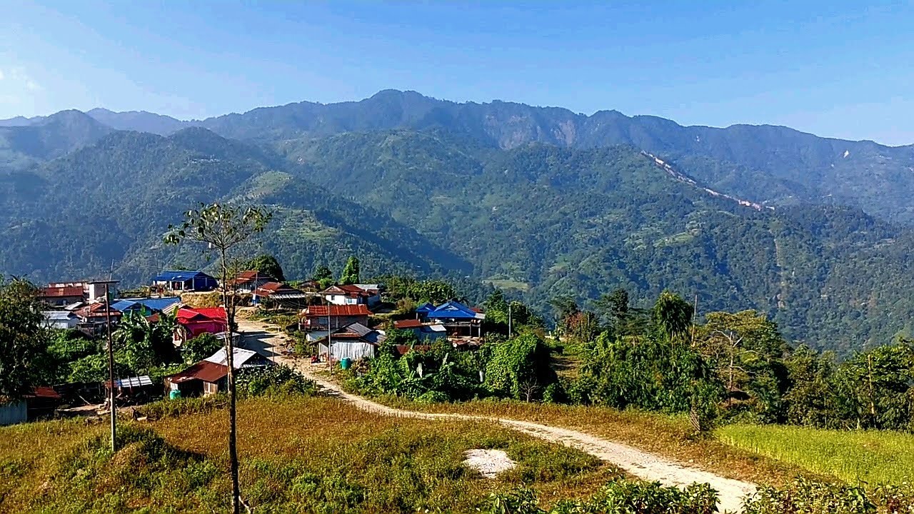 Walk Through Beautiful Mountains Village- Peaceful Nature and Mountain Scene