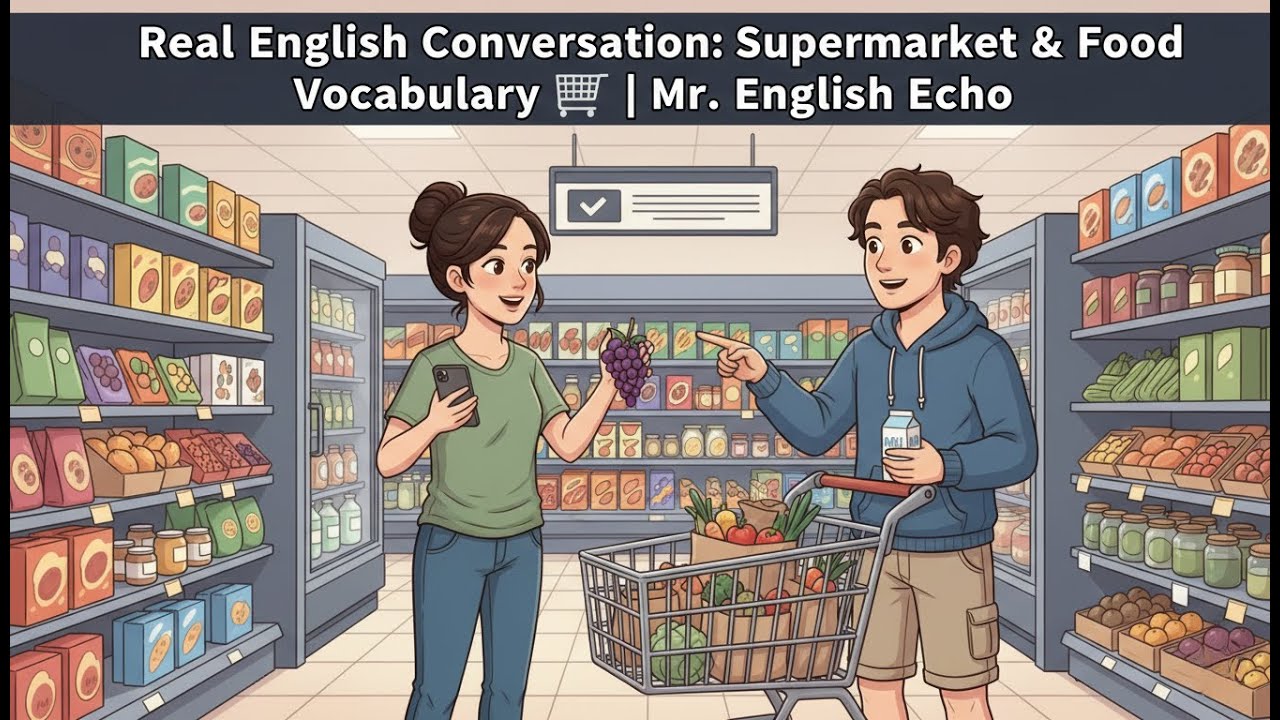 Real English Conversation: Supermarket & Food Vocabulary 🛒 | Mr. English Echo