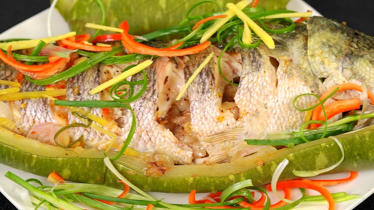 CÁ LÓC HẤP BẦU ngọt thơm nhanh gọn. Món ăn dân giã tuyệt vời!