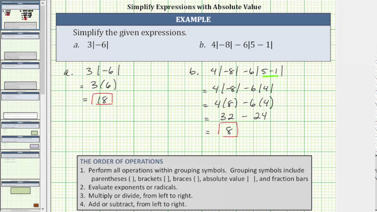 Simplify Absolute Value Expressions