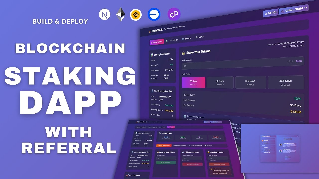 Build & Deploy Token Staking DApp with Referral System | Ethereum, BSC, Polygon Complete Project
