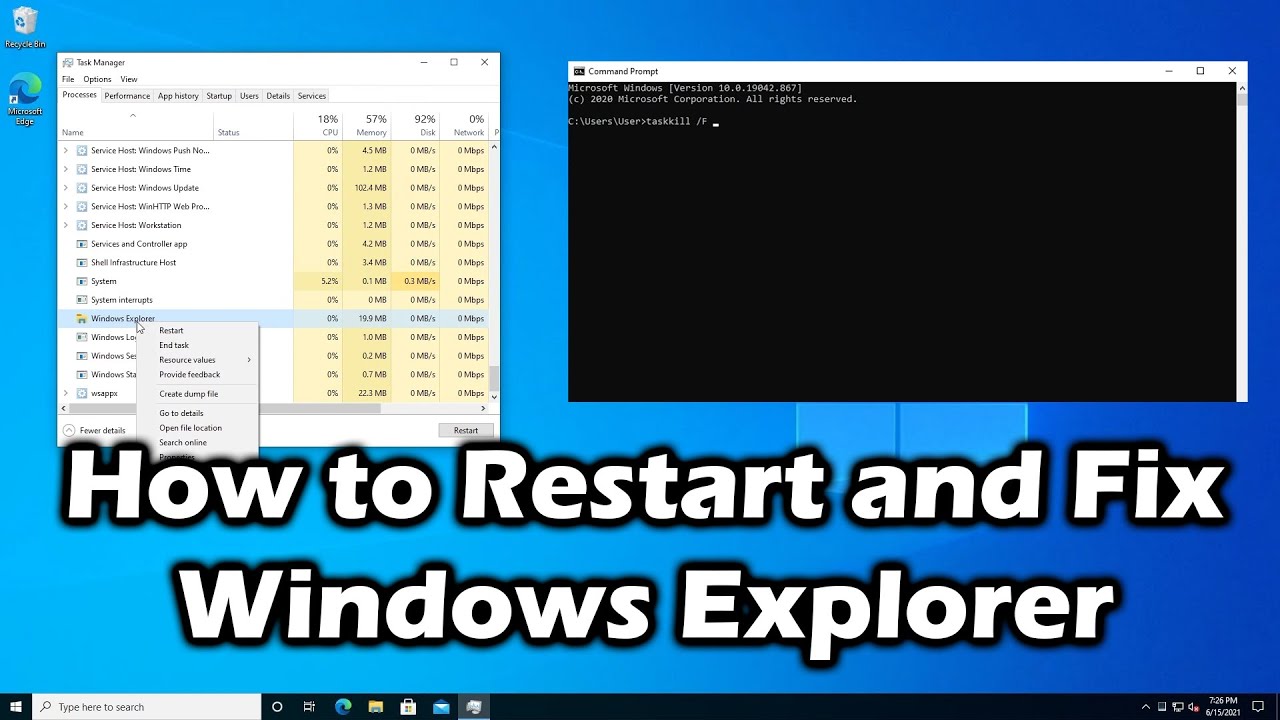 Как перезапустить процесс проводника Windows