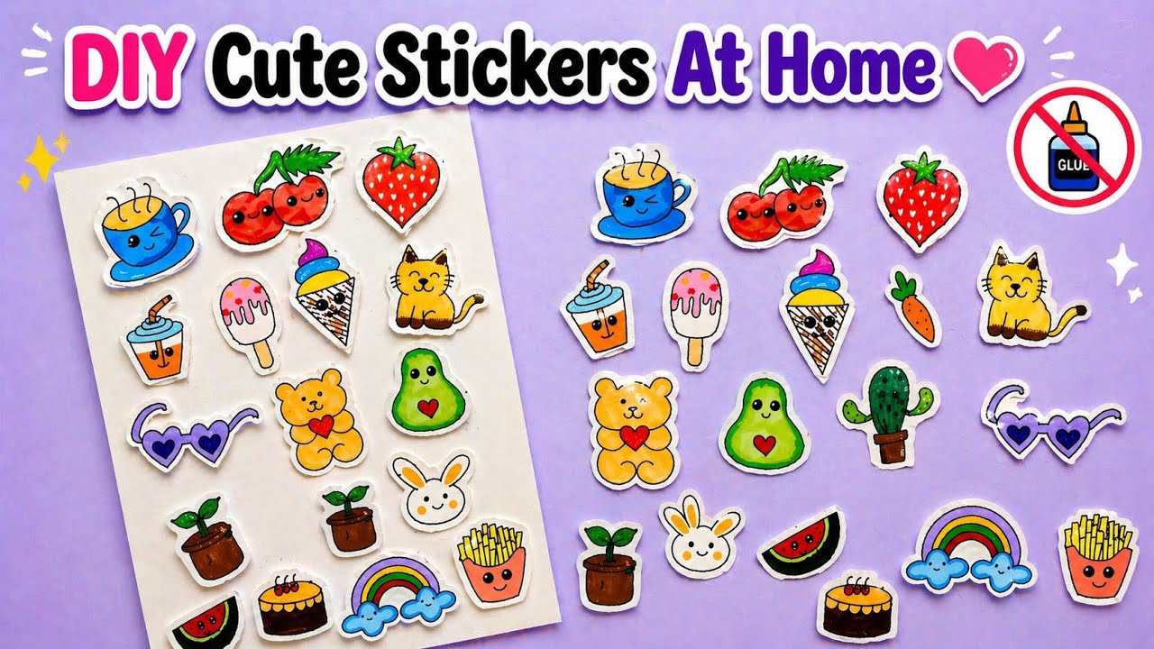 DIY Cute Homemade 3d Stickers 🥰/  how to make stickers at home in minutes/ easy stickers making