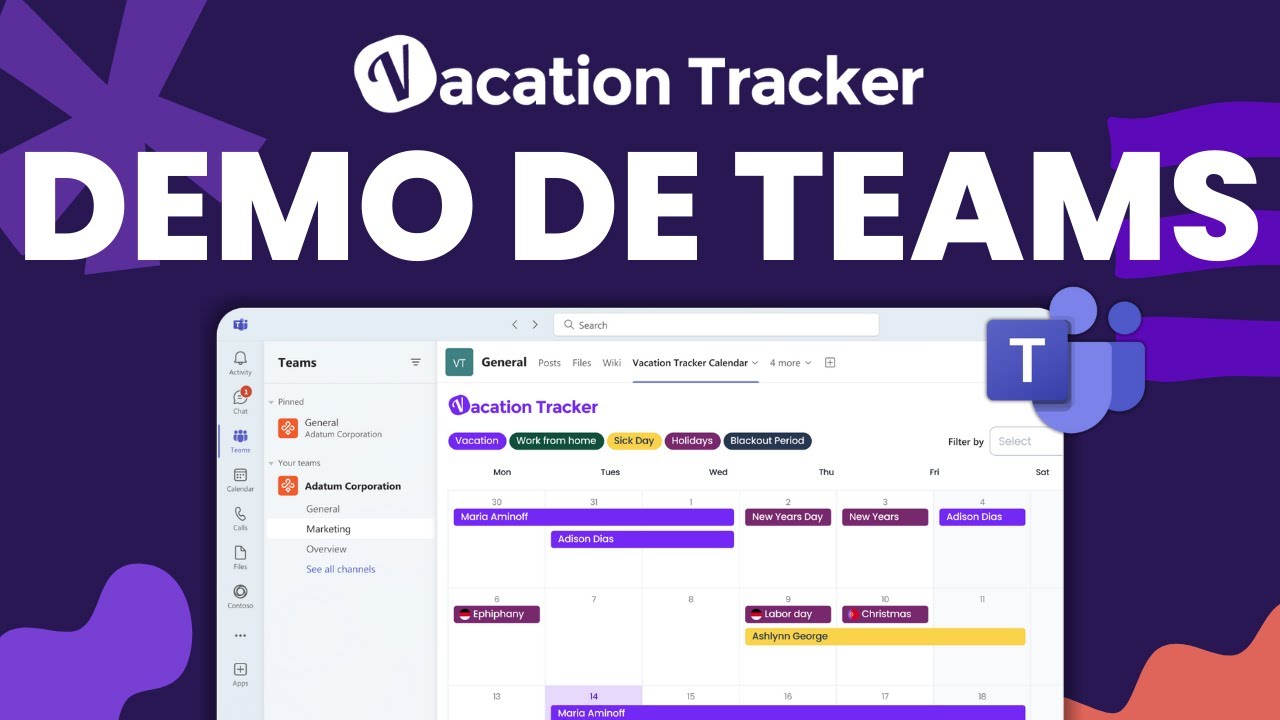 Demo de Vacation Tracker para Microsoft Teams (2026)