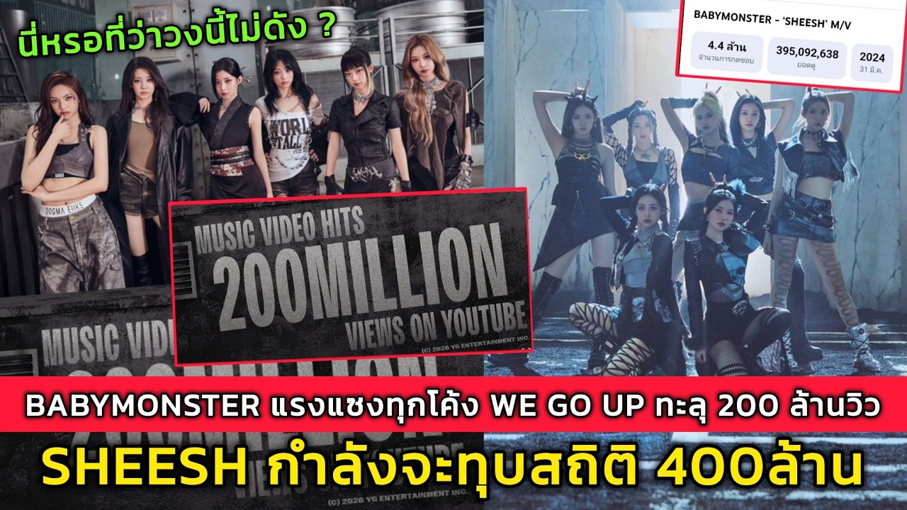 BABYMONSTER แรงแซงทุกโค้ง WE GO UP ทะลุ 200 ล้านวิว SHEESH กำลังจะทุบสถิติ 400ล้าน