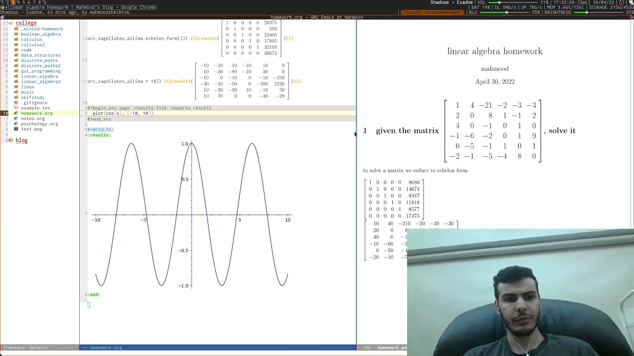 real reason emacs is superior (sagemath+latex+org)