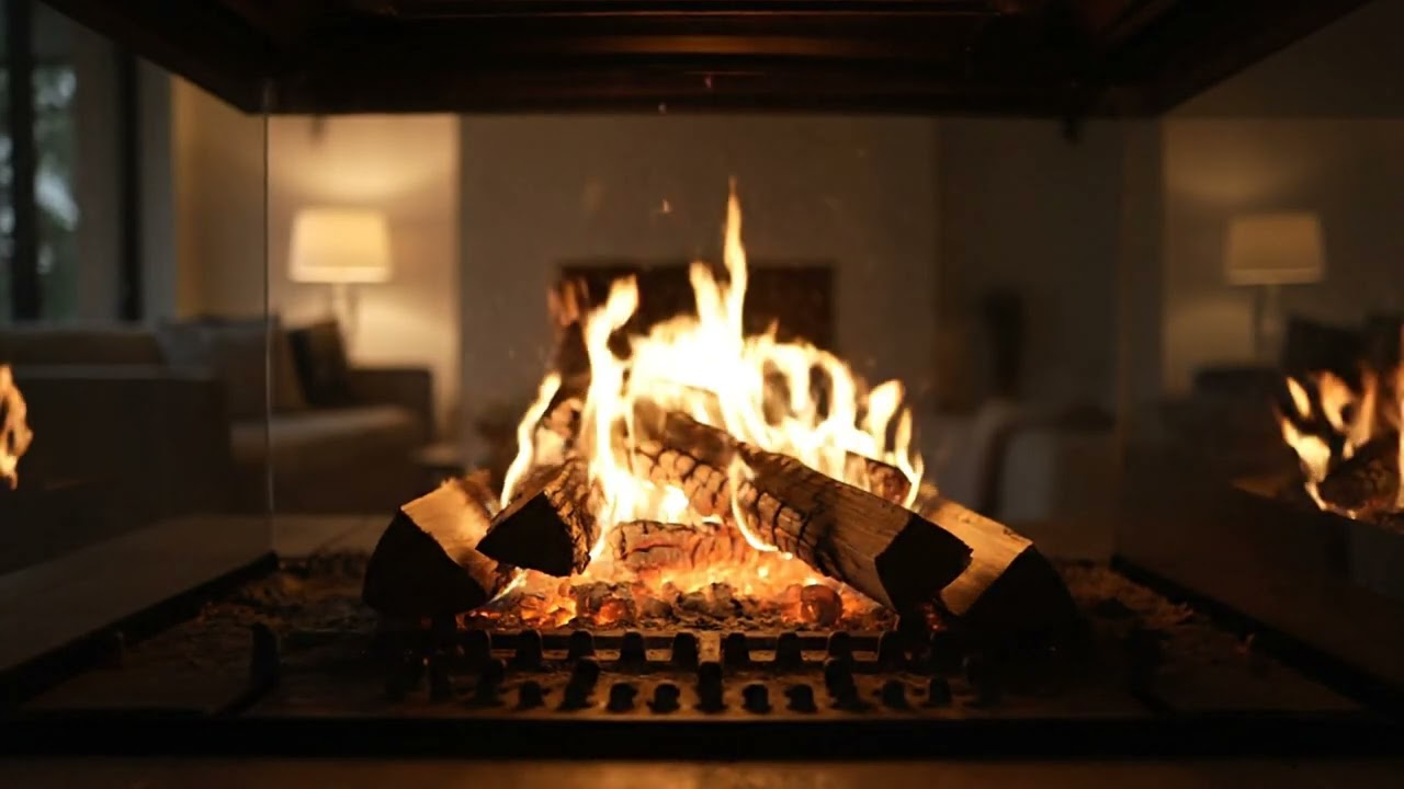 Warm Fireplace at Night (1 Hour) | Emotional Piano Ambience