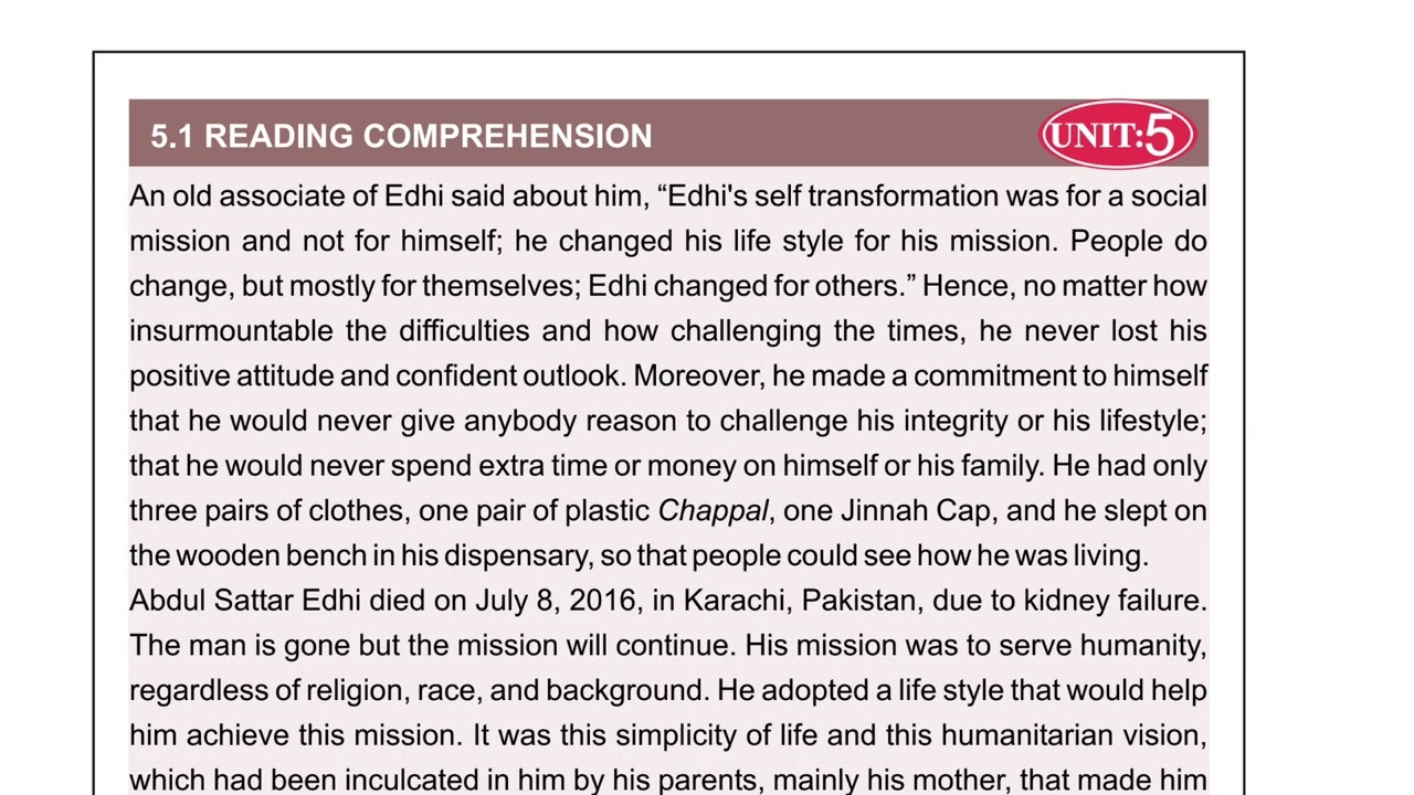 Abdul Sattar Edhi – Pakistani Humanitarian & Social Worker | STBB Unit 5
