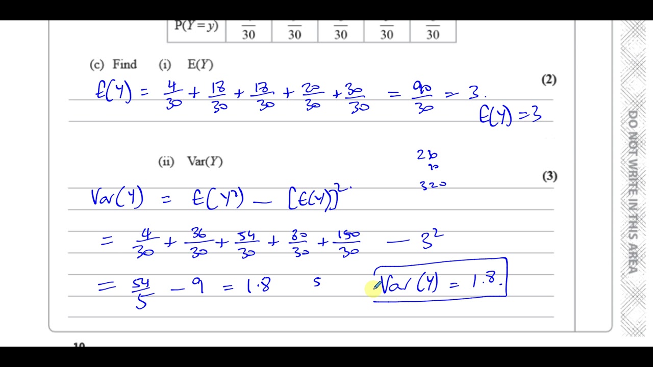 WST01/01 (Edexcel) IAL S1 January 2021 IAL Q4 Discrete Random Variables