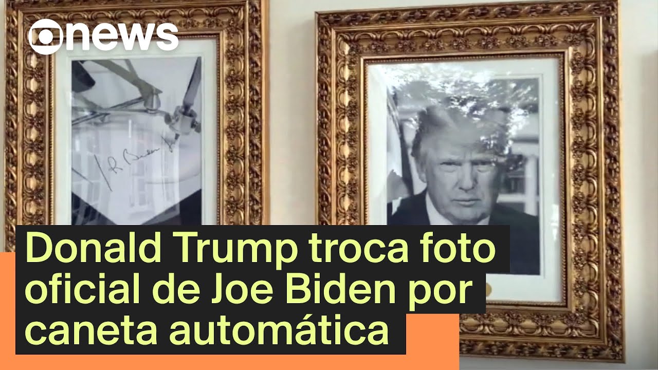 Trump troca foto oficial de Biden por caneta automática