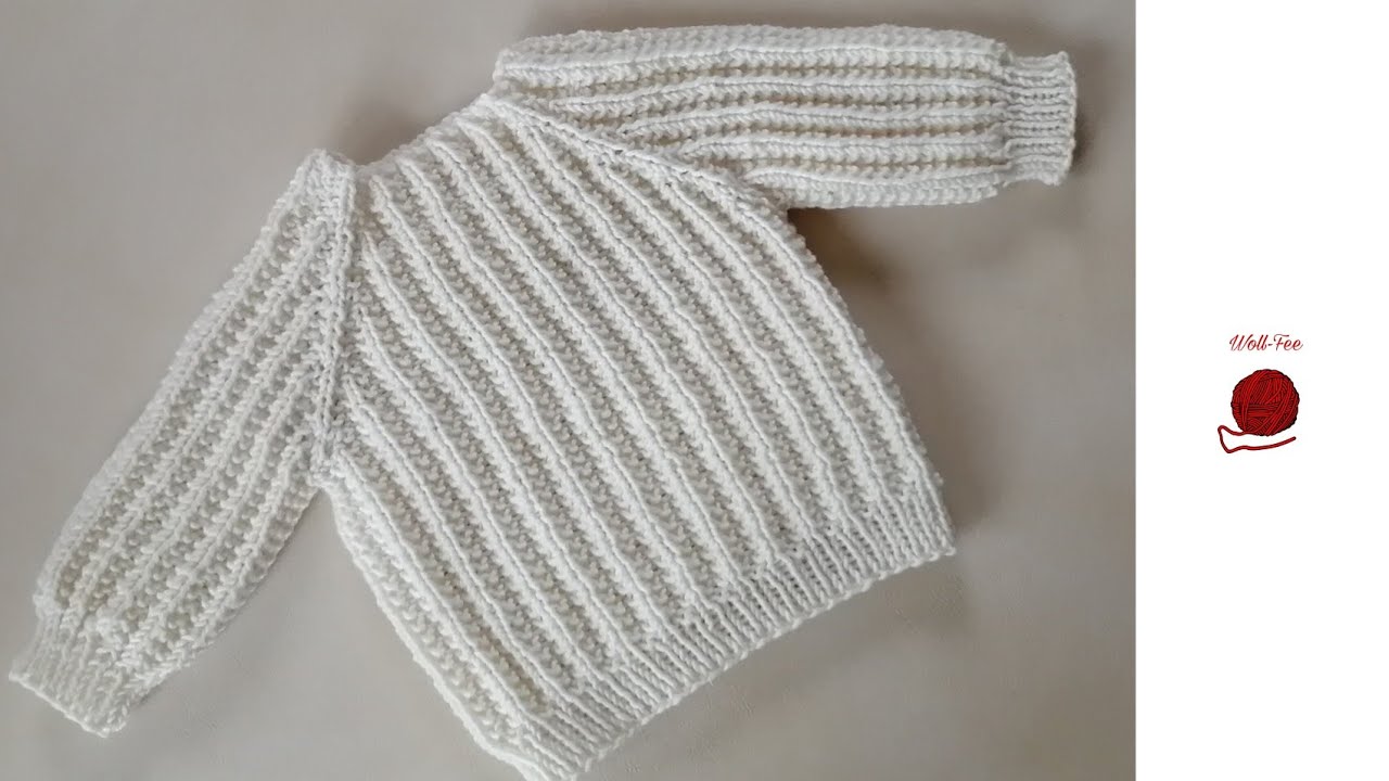 Babypullover falsches Patent RVO stricken, Schritt für Schritt, andere Größen siehe Infobox