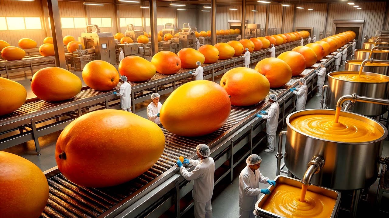 Inside A Giant Mango Factory Pulping Ripe Fruit For Premium Thick Nectar Full Process