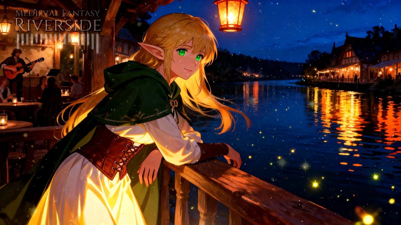 Singing Mug • Relaxing Riverside Night under the Lanterns • Medieval Fantasy Riverside