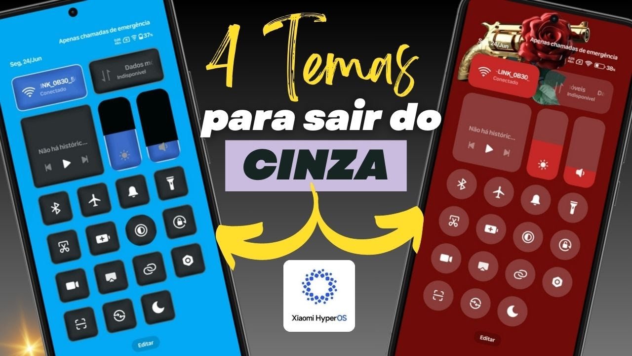 HyperOS CENTRO DE CONTROLE SEM O CINZA!!! 4 Temas pra tirar o Cinza da BARRA DE STATUS do Seu Xiaomi
