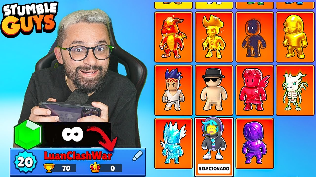 Mostrei 2 Contas Raras de Influenciador no Stumble Guys e...