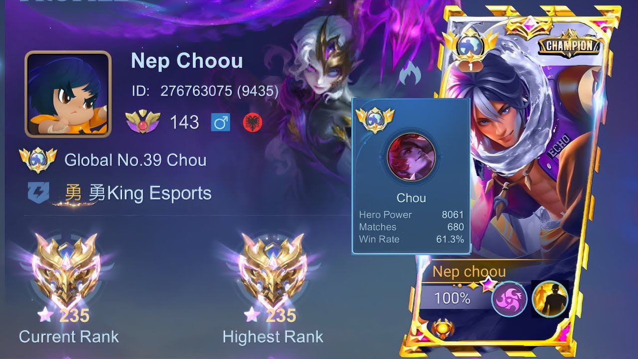 ONLY 10% KNEW THIS! GLOBAL CHOU NO EDIT NO CUT 235 STARS| ECHO SKIN GAMEPLAY