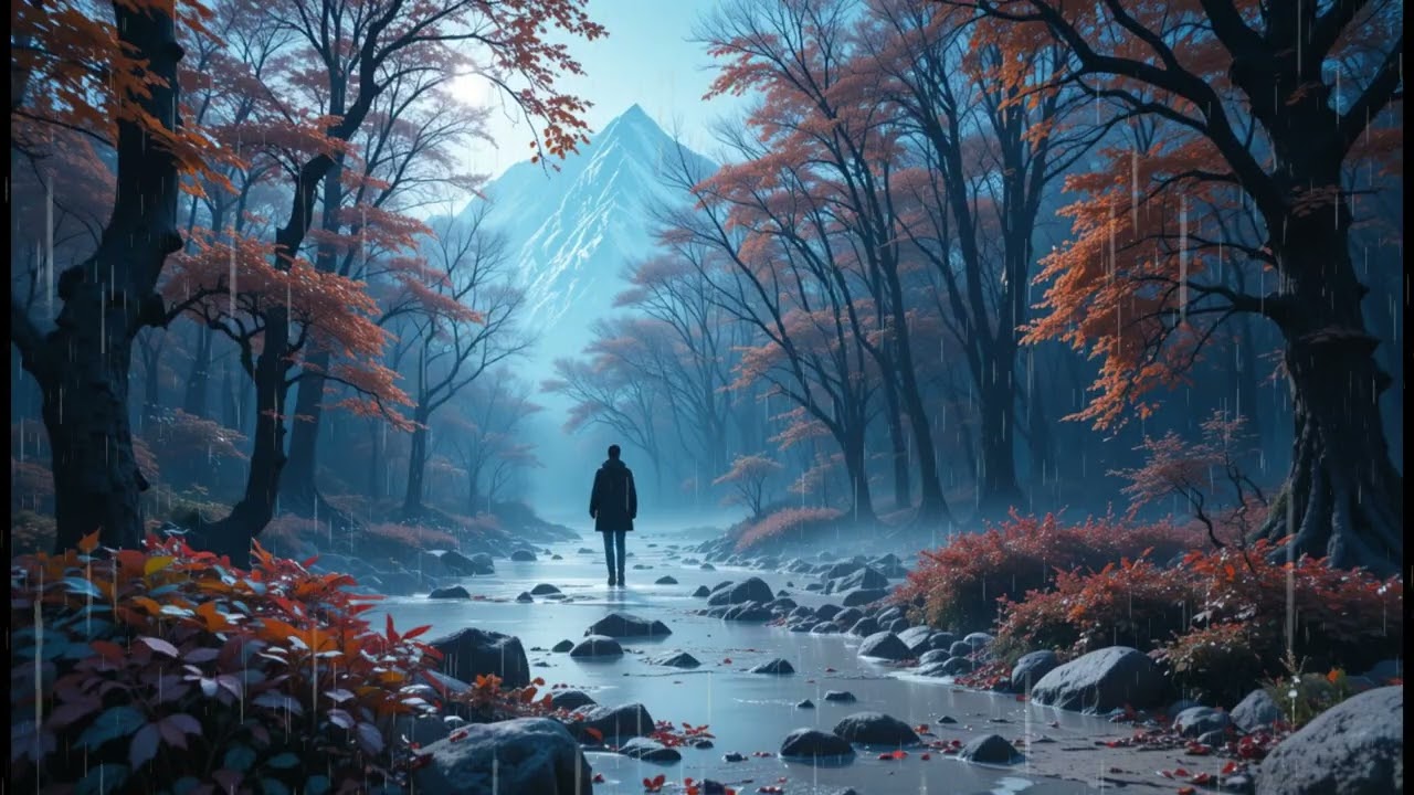 빗소리 백색소음   A walk by the stream on a rainy day..