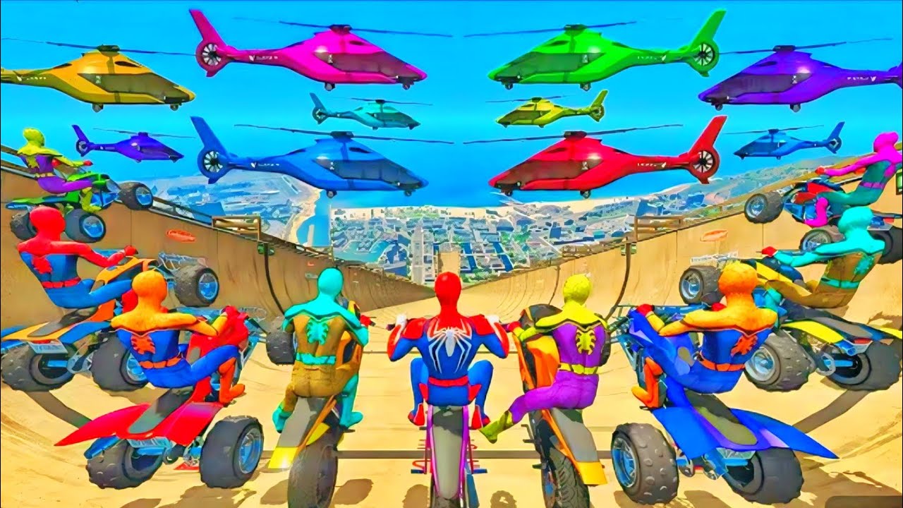 Rainbow Spiderman vs Longest Ramp in GTA 5 - Jumping from Highest in GTA 5 #1
