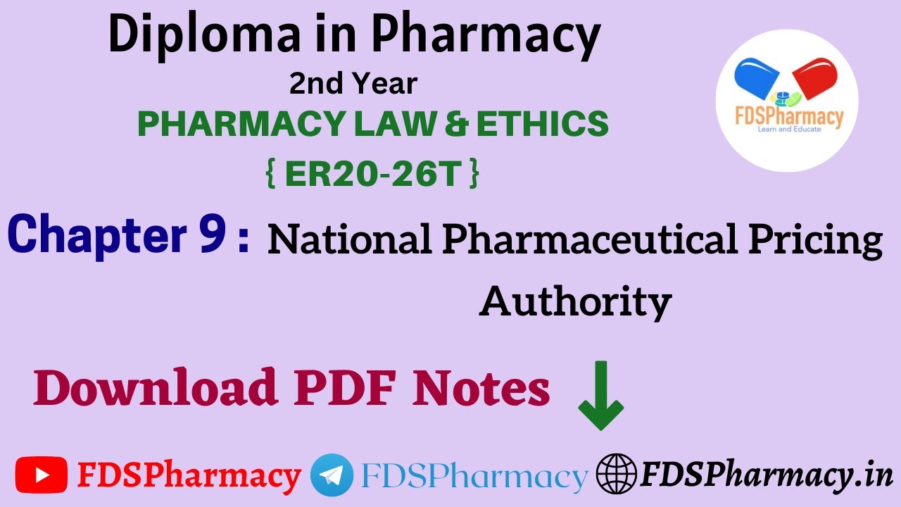 CH : 9 National Pharmaceutical Pricing Authority (NPPA) Pharmacy Law & Ethics D.Pharma2nd Year Notes