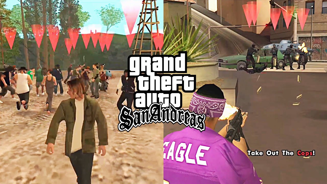Геймплей GTA San Andreas - Миссия DYOM - Хорошие мирные жители против плохих мирных жителей и Сде...