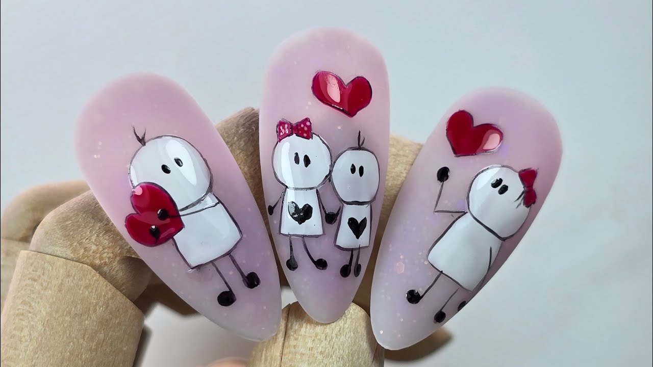 Very easy design/ Man in love/ Manicure for Valentine's Day