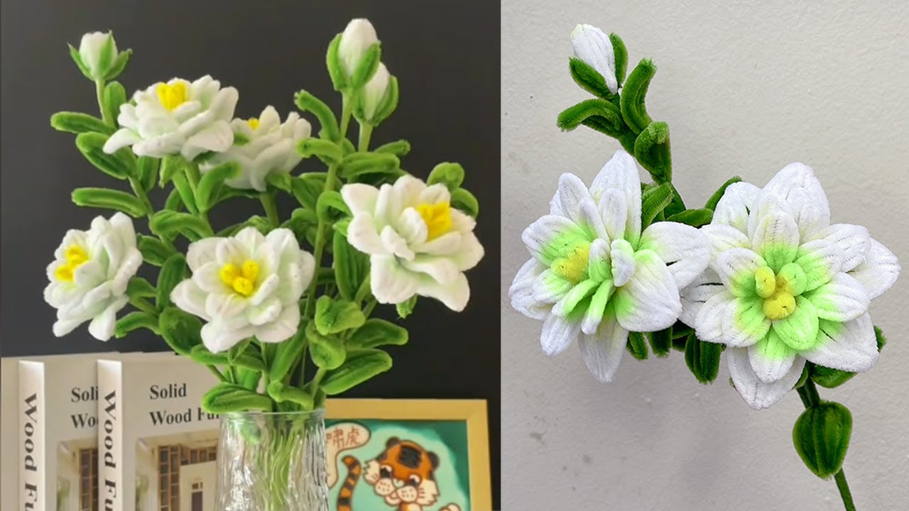 Crafting Stunning Pipe Cleaners Flowers ​​✨ DIY Beautiful Pipe Cleaner Gardenia flower DIY Flowers