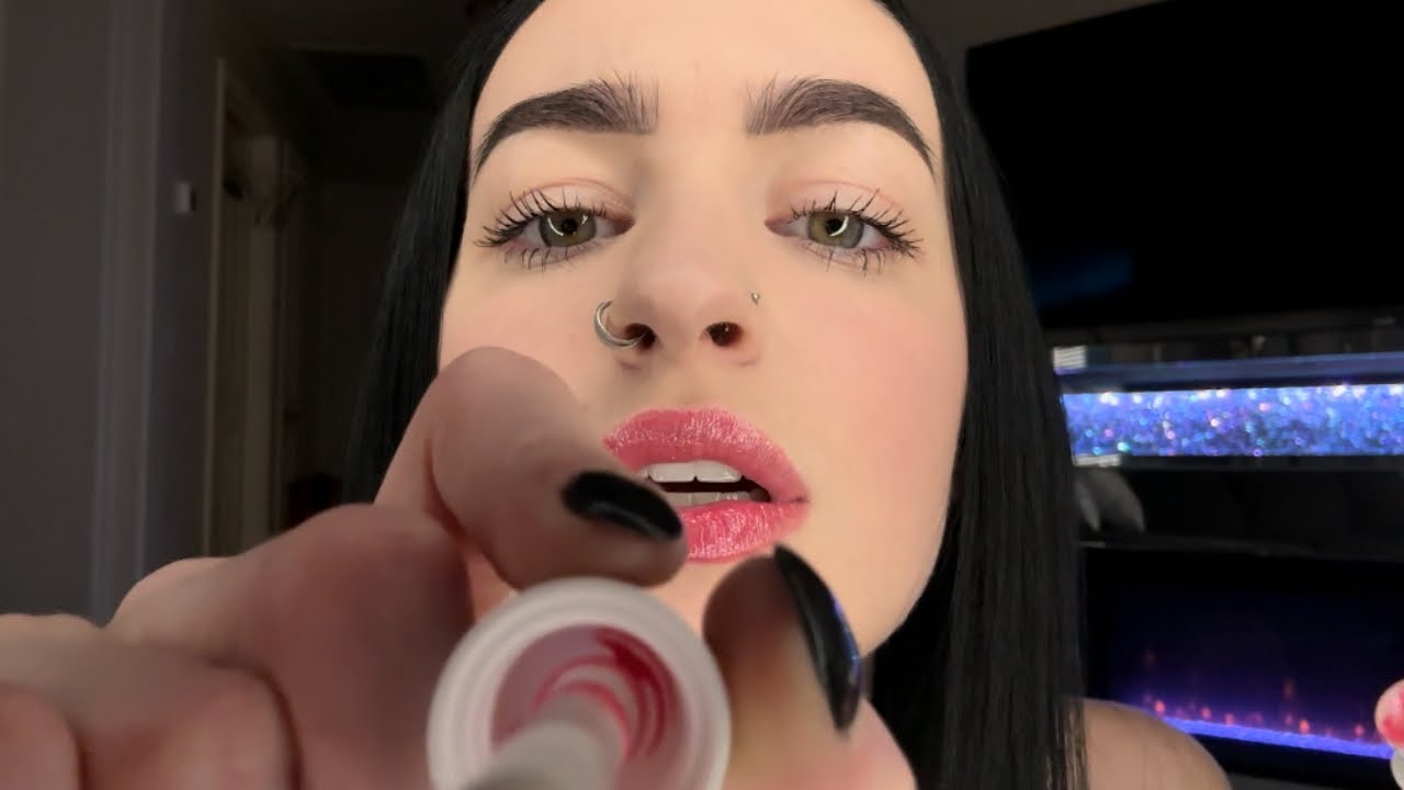[ASMR] Applying Lip Gloss On Me & You + Gum Chewing