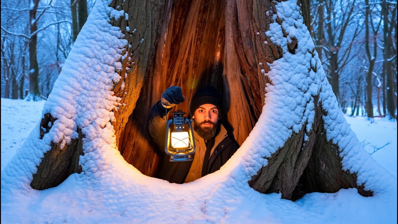Hidden Warm Secret Dugout Shelter Under Tree Stumps | Bushcraft Survival