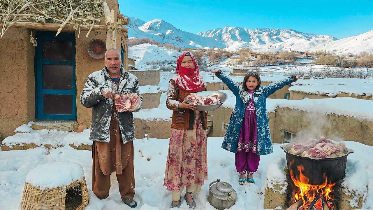 Extreme Winter Survival! Cooking Hearty Lamb Soup in a Freezing Village