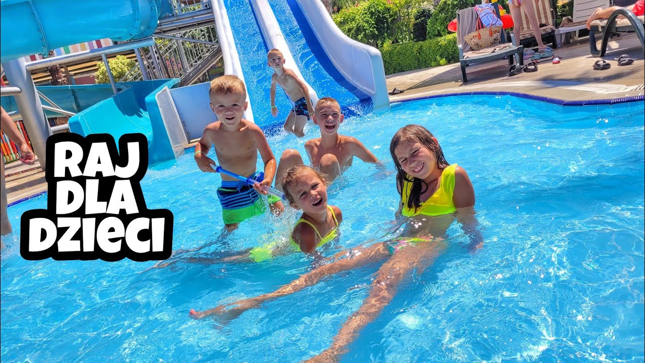 Mukarnas Resort & spa Turcja Pierwsze wrażenia z plaży Zjeżdżalnie dla dzieci Piana party
