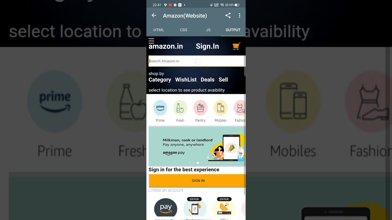 Amazon (website) | Using HTML and CSS | 2021
