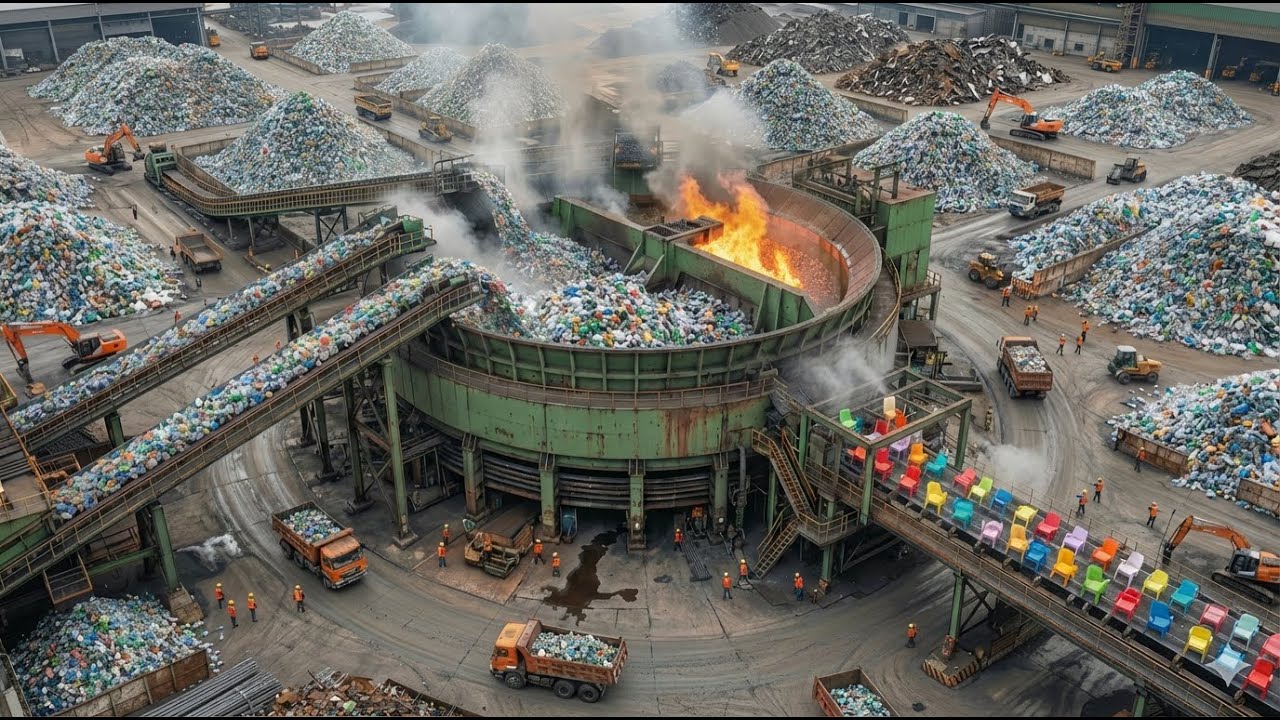 Inside the waste Plastic shopping bags  Recycling Factory – How plastic chair  Is Made Full Process