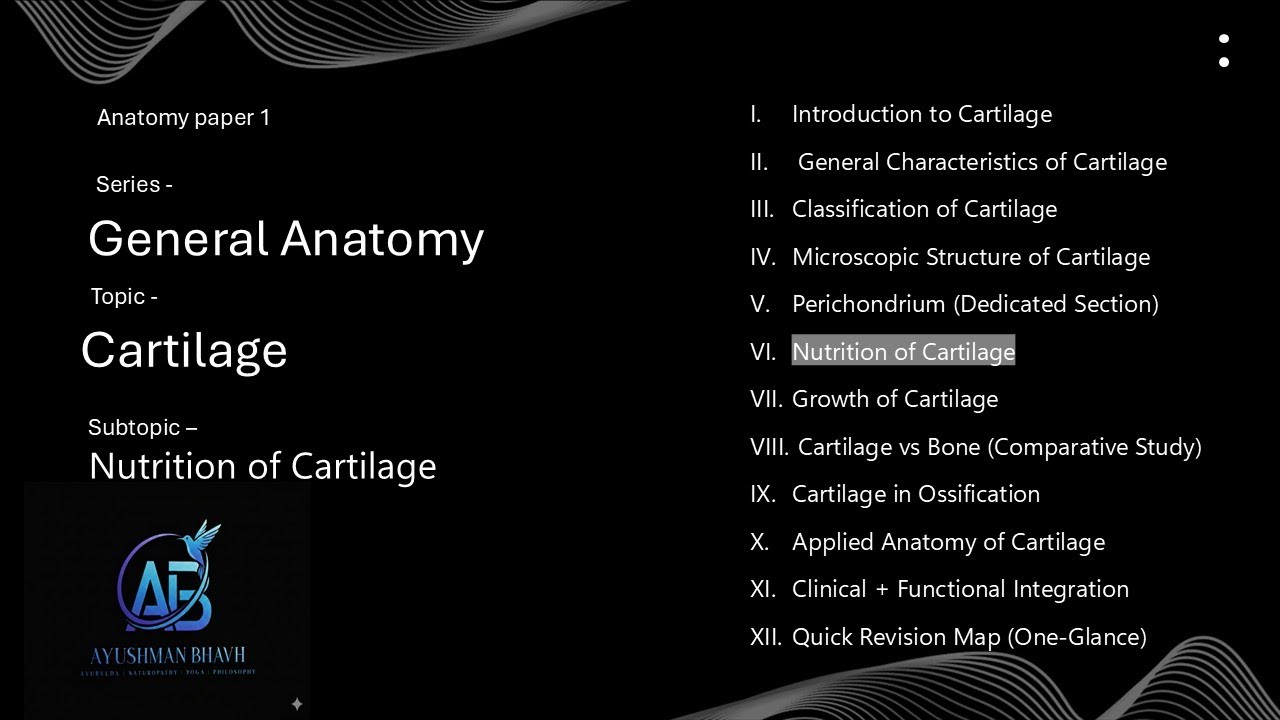 10. Nutrition of Cartilage (anatomy - 1, first year) for BNYS, BAMS, MBBS