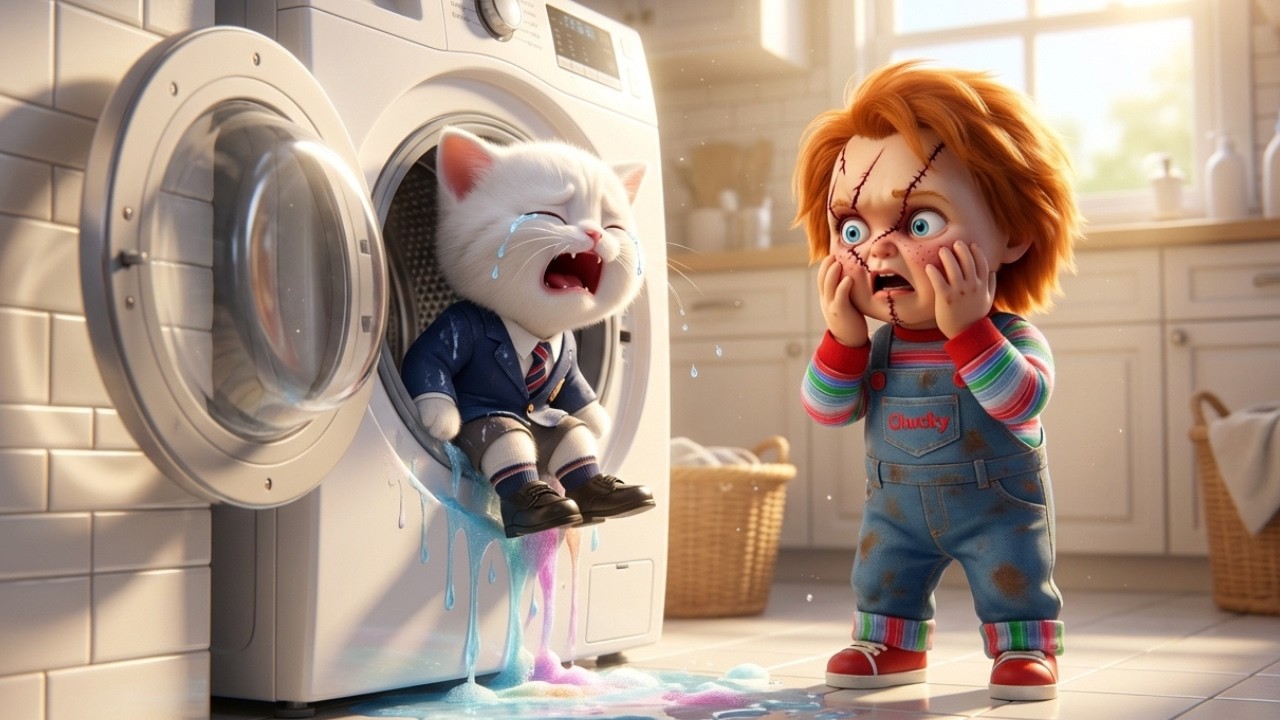 Poor Kitten Chucky Trapped in Machine 💔 | School Painting