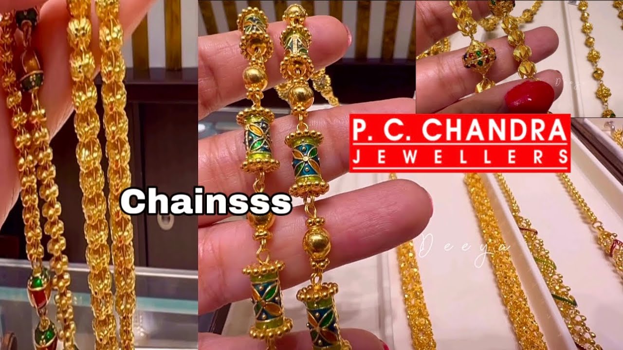 Latest 22k Long Chain Muff Chain & Short Necklace Designs  @pcchandrajewellers /Gold Chain/Deeya