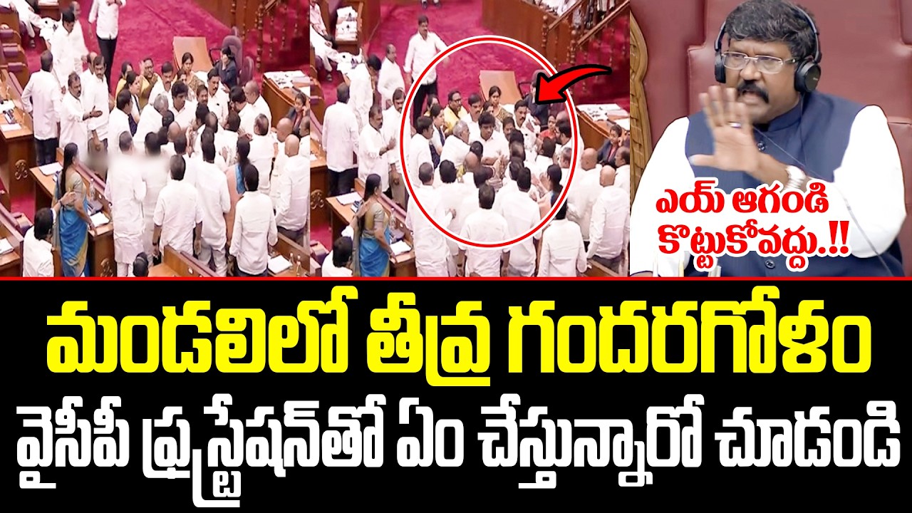 మండలిలో తీవ్ర గందరగోళం.వైసీపీ ఎమ్మెల్సీ ఫ్రస్ట్రేషన్ తో ఏం చేస్తున్నారో చూడండి | Legislative Council