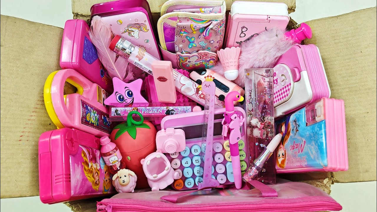 Ultimate Biggest Pink Stationery Collection - pencil box, pink toy, school stationery, pencil, pen