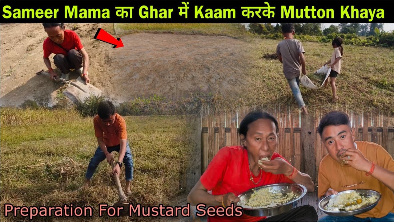 Sameer Mama Ka Ghar Mai Kaam Karke Mutton Khaya🤤 | Prepration For Mustard Seeds 