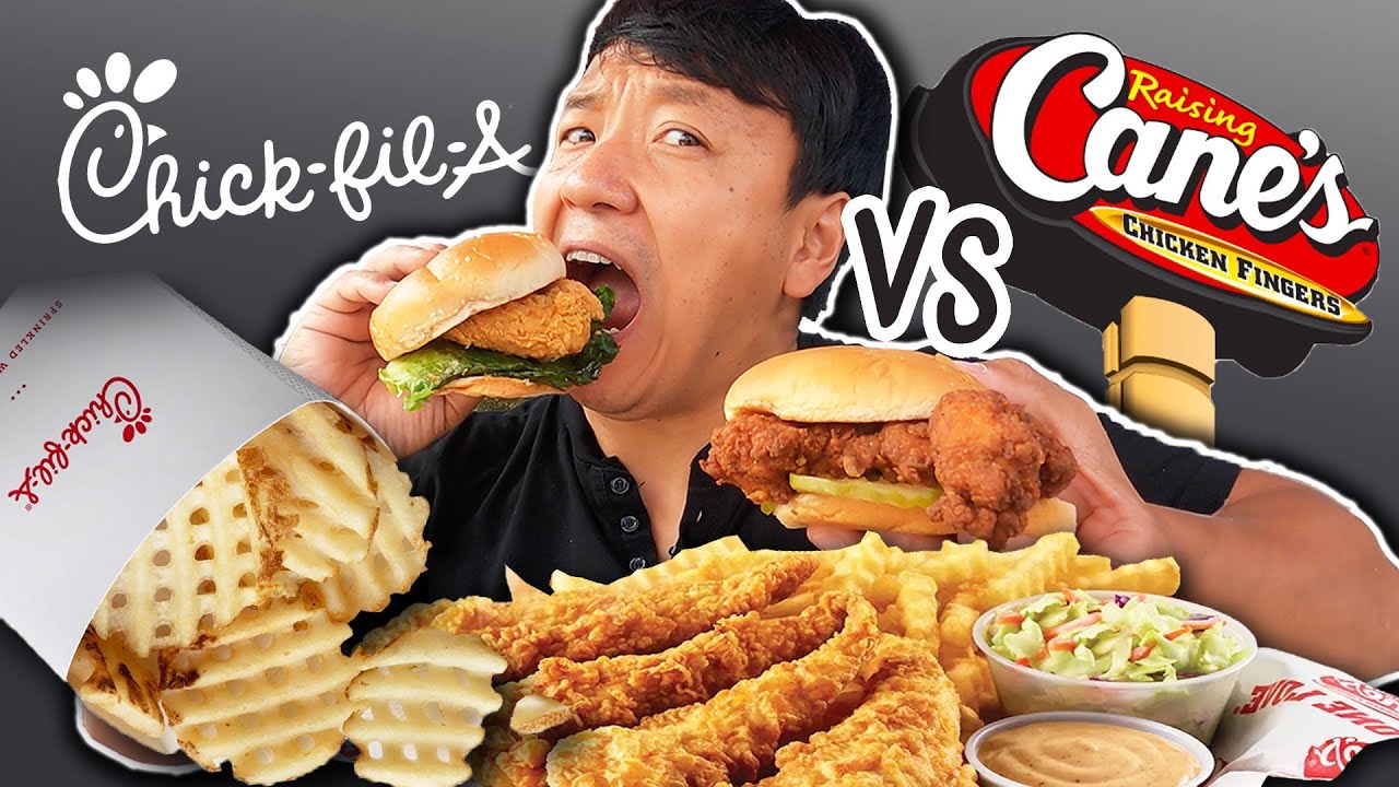 FIRST TIME Trying RAISING CANES  Chick fil A vs  Raising Canes FAST FOOD REVIEW