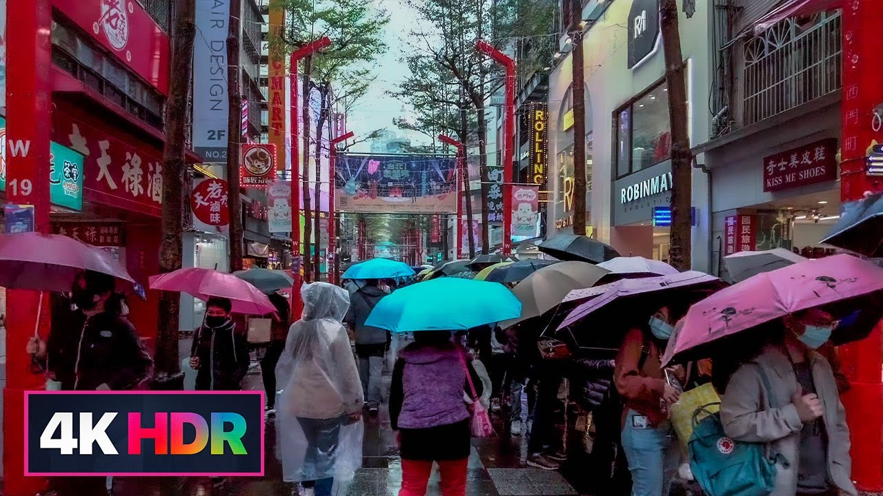 下雨天的西門町-中正紀念堂-雨馬｜Rainy Walk from Ximending to Chiang Kai-shek Memorial Hall in Taipei, Taiwan｜4K HDR