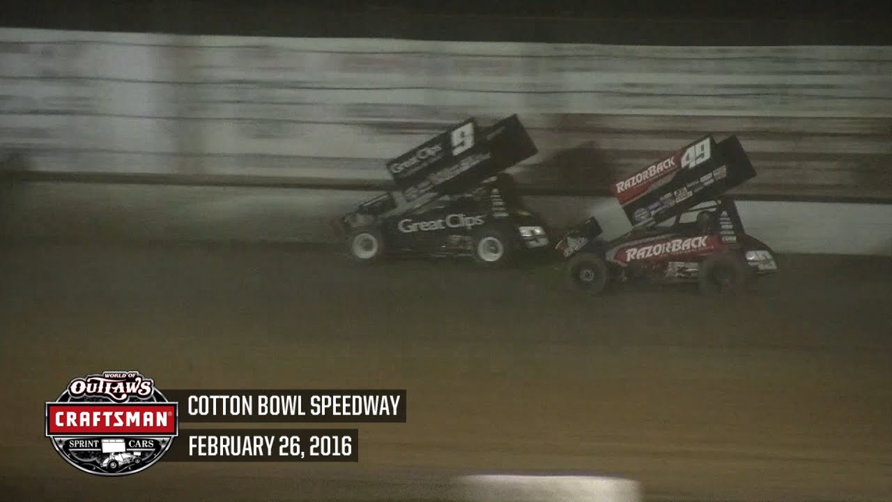 Highlights: World of Outlaws Craftsman Sprint Cars Cotton Bowl Speedway February 26th, 2016