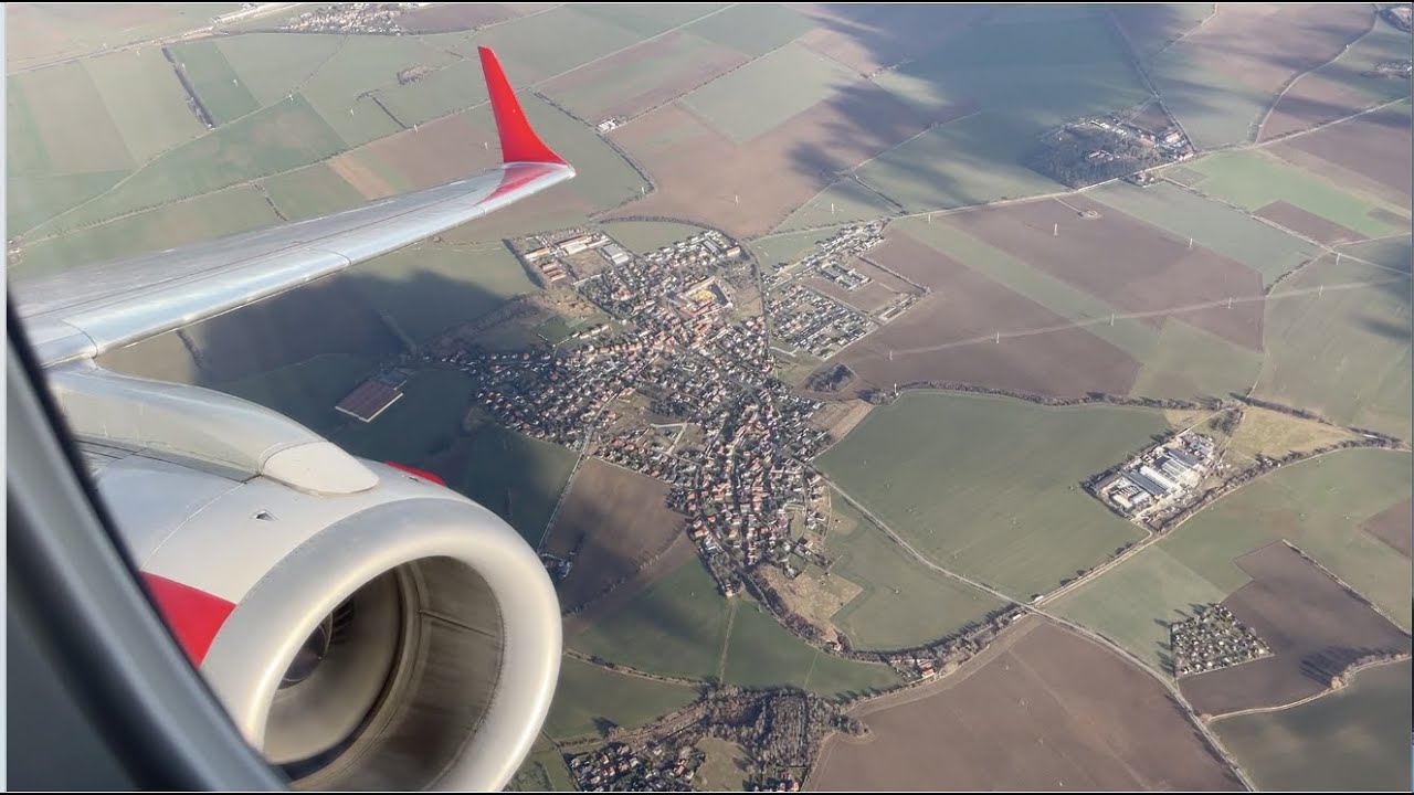 Austrian Airlines Embraer 195LR Takeoff from Prague V&aacute;clav Havel Airport
