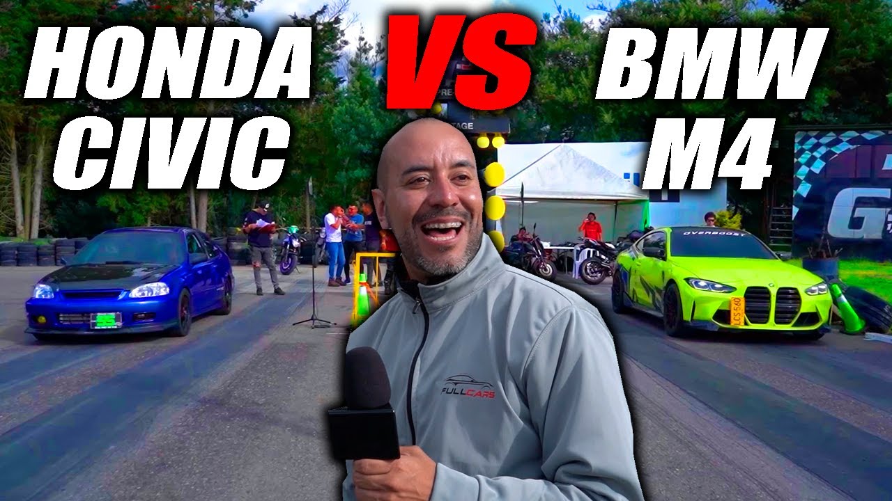 Honda Civic CON PODER 🆚Bmw M4🔥Fullcars Drag Race Cuarto de milla