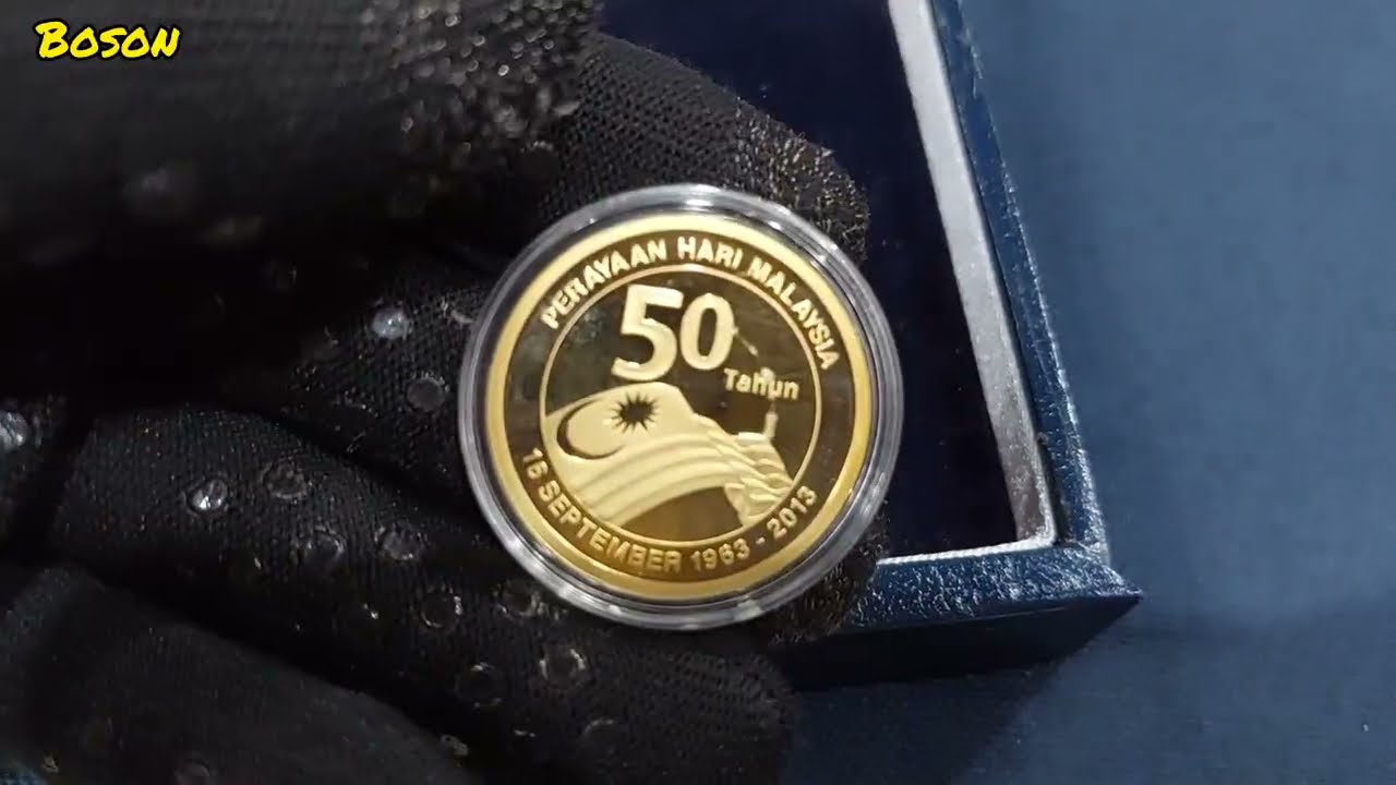 马来西亚成立 50 周年精铸纪念币RM1 北欧金与RM10 银币50th Anniversary of the Formation of Malaysia Proof set 2 coin 2013