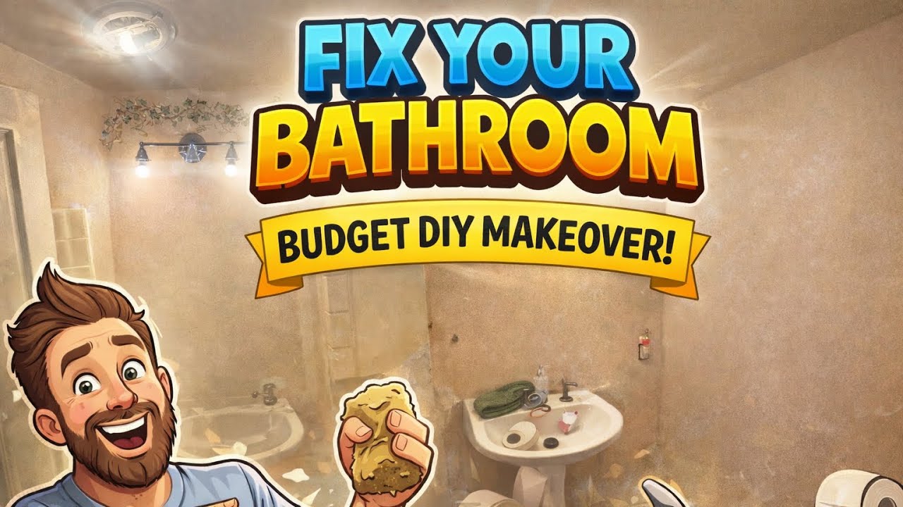 Bathroom DIY Makeover! Painting, crown molding, ￼plumbing, epoxy, electrical, ￼￼accessories! ￼