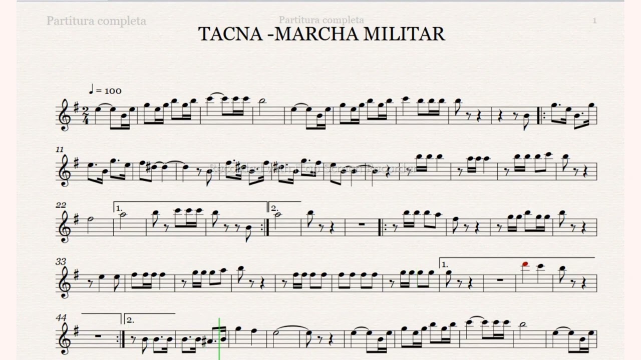 tacna marcha militar partitura trompeta