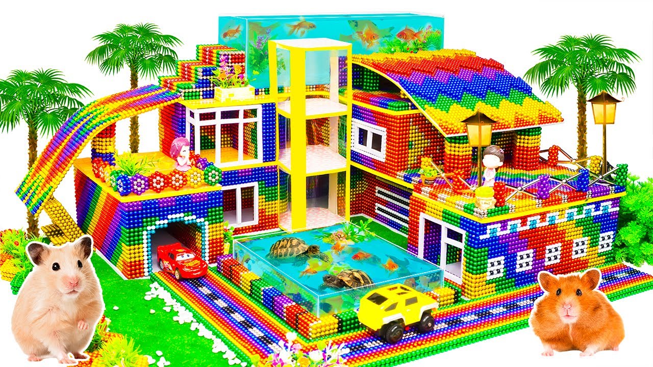 TOP 1 DIY - Build A Beautiful Hamster House Has Colors Balls Pool With Magnetic Balls