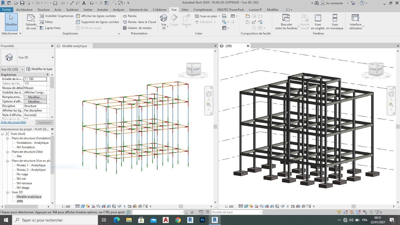 TUTO 3 REVIT/Plan Coffrage :Poteaux et poutres