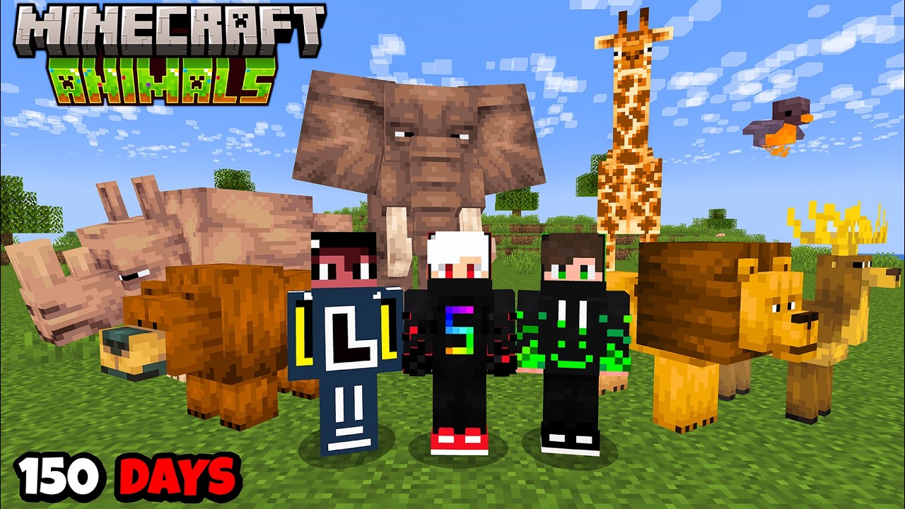 We Survived 150 Days In Animal World In Minecraft.. !